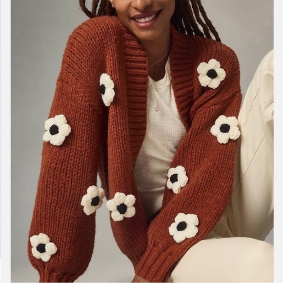 Anthropologie Sweaters - Maeve x Anthropologie Chunky 3D Flower Knit Sweater
